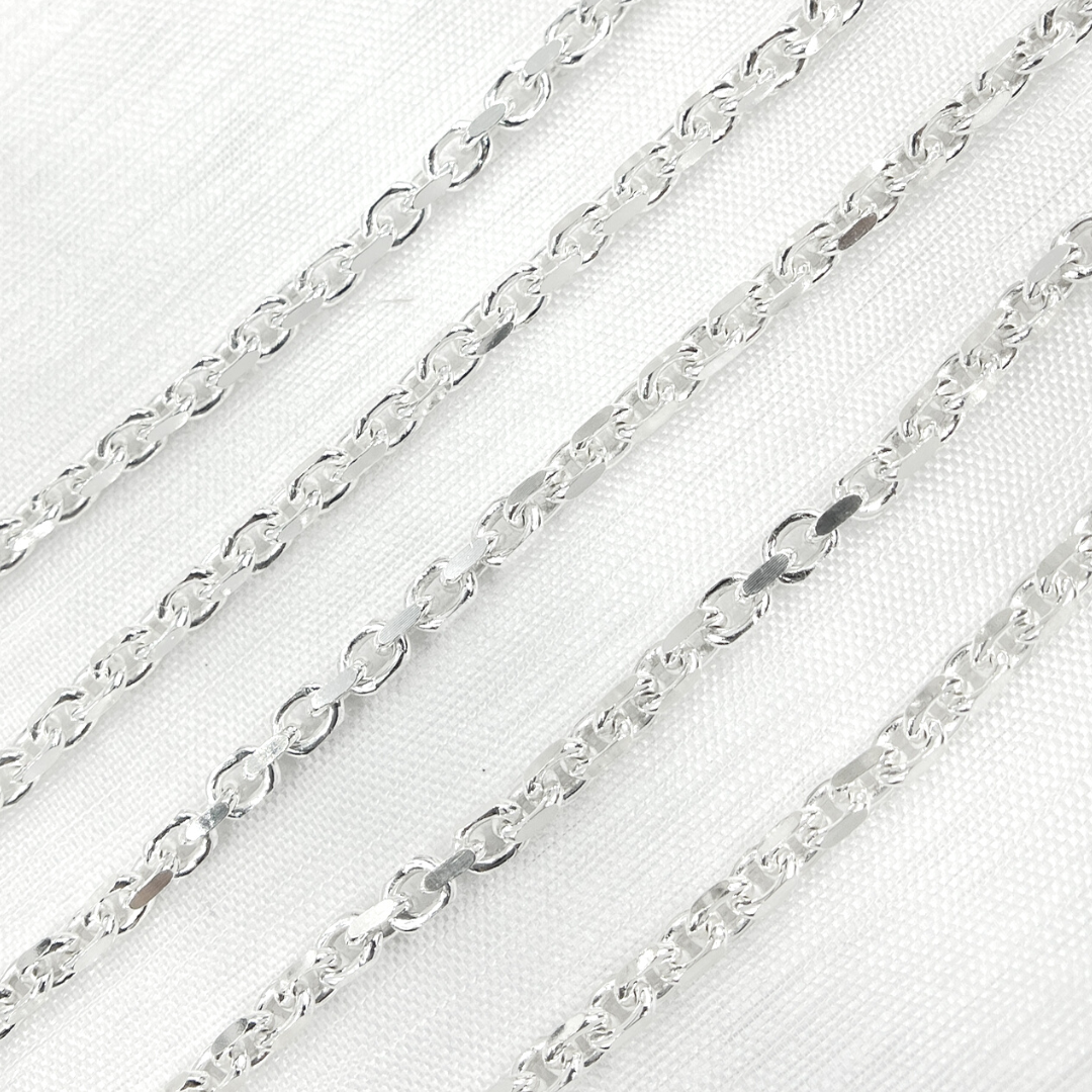 Y8SS. Sterling Silver Diamond Cut Box Link Chain