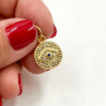 Load image into Gallery viewer, DC236. Diamond Sterling Silver Round Eye Charm with Gemstone