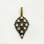 Load image into Gallery viewer, DSP038. Diamond Sterling Silver Leaf Shape Pendant with Gemstones