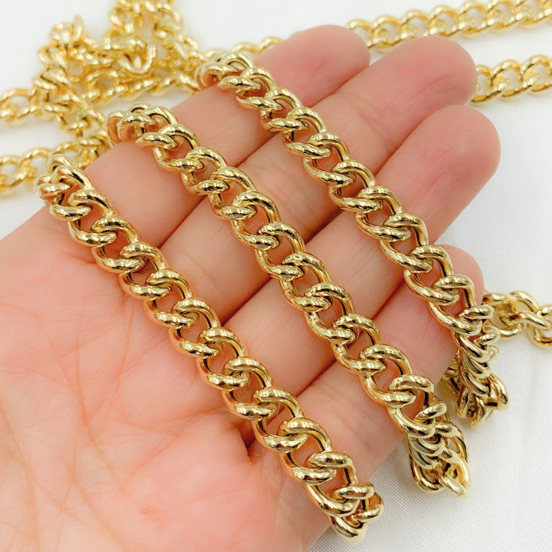 Y5GP. Gold Plated 925 Sterling Silver Hollow Round Curb Chain