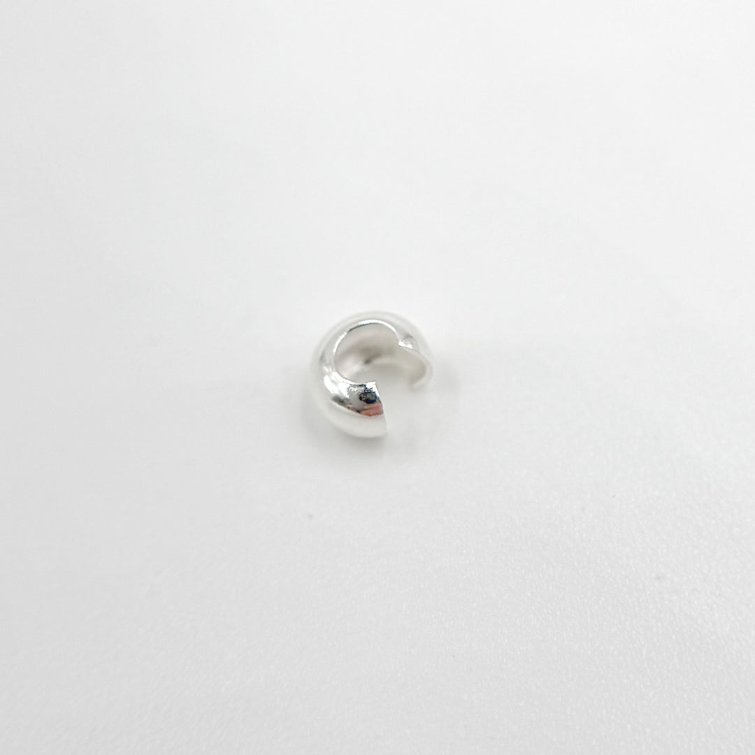 3MM White Sterling Silver Crimp Cover