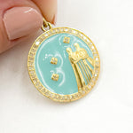 Load image into Gallery viewer, Diamond Sterling Silver Round Geminis Zodiac Symbol Enamel Pendant