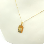 Load image into Gallery viewer, GDP270. 14K Solid Gold with Diamonds Rectangle Shape Charm with Star in the Center