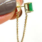 Load image into Gallery viewer, EFI52161EM. 14K Gold Emerald Rectangle Chain Earrings
