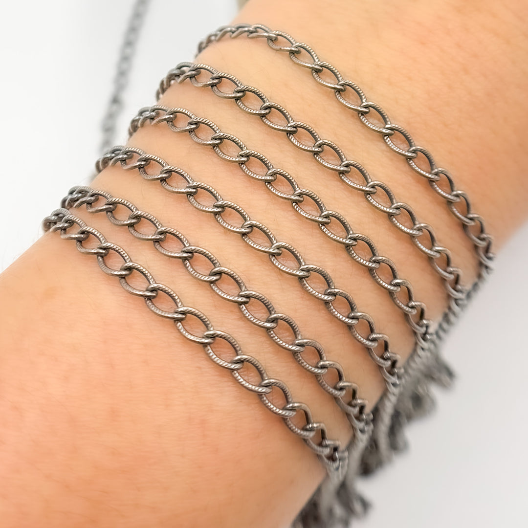 Sterling Silver Textured Curb Chain