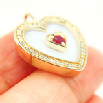 Load image into Gallery viewer, PHD38684MOP. 14k Solid Gold Mother of Pearl, Diamonds & Ruby Heart Pendant