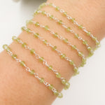Load image into Gallery viewer, PER6. Peridot Gemstone Sterling Silver Wire Chain