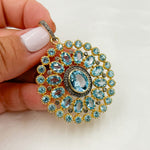 Load image into Gallery viewer, DSP028. Diamond Sterling Silver Round Pendant With Gemstone