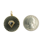 Load image into Gallery viewer, Solid Gold and Sterling Silver Black Rhodium Fancy Diamond Circle Pendant