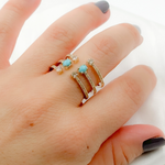 Load image into Gallery viewer, 14k Solid Gold Diamond Turquoise Ring.