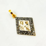 Load image into Gallery viewer, DP203. Diamond Sterling Silver Rhombus Shape Pendant with Polki Diamond