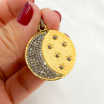 Load image into Gallery viewer, DP408. Diamond & Sterling Silver Stars Round Pendant