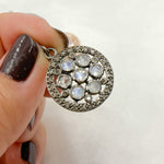 Load image into Gallery viewer, Diamond Silver Round Flower Pendant with Gemstone
