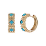 Load image into Gallery viewer, EHZ57707TQ. 14K Solid Gold Turquoise Hoops