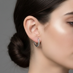 Load image into Gallery viewer, EHB56864. 14K Solid Yellow Gold Diamond Huggie Hoop Earrings