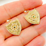 Load image into Gallery viewer, 14K Solid Gold Diamond Shield Charm and Wheel in the Center with Gemstones. KG239