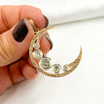 Load image into Gallery viewer, DP104. Diamond Sterling Silver Moon Pendant with Polki Diamond