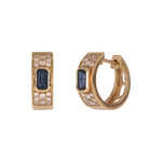 Load image into Gallery viewer, EHF57634. 14k Solid Gold Diamond and Gemstones Hoop Earrings