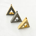 Load image into Gallery viewer, Pave Diamond &amp; 925 Sterling Silver Black Rhodium, Two-Tone, and Gold Plated Triangle Bead. DC840
