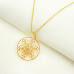 Load image into Gallery viewer, 14K Solid Gold Diamond Circle Flower Charm. GDP190