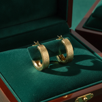 Load image into Gallery viewer, GER105. 14K Solid Gold Flat Diamond Cut Hollow Hoop Earrings