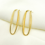 Load image into Gallery viewer, GER31. 14K Solid Gold Oval Texture Hoops