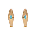 Load image into Gallery viewer, Buy 14K Solid Gold Turquoise Oval Hoops