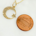 Load image into Gallery viewer, 14K Solid Gold Moon and Star Charm with Diamonds. GDP489