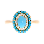 Load image into Gallery viewer, 14K Solid Gold Antique Turquoise and Diamond Ring