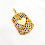 Load image into Gallery viewer, DP187. Diamond Sterling Silver Rectangle Heart Pendant with Gemstone