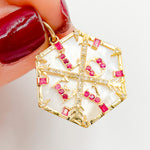Load image into Gallery viewer, KG287. 14K Solid Gold Hexagon Love Pendant