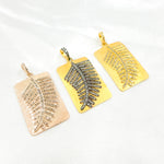 Load image into Gallery viewer, DP093. Diamond Sterling Silver Rectangle Leaf Pendant