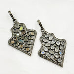 Load image into Gallery viewer, DSP012. Diamond Sterling Silver Fancy Shape Pendant with Gemstone