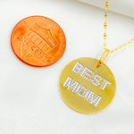 Load image into Gallery viewer, GDP677. 14k Solid Gold Best Mom Medallion Charm