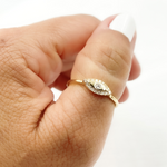 Load image into Gallery viewer, 14K Solid Gold Diamond Evil Eye Ring.