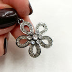 Load image into Gallery viewer, DP513. Diamond Sterling Silver Flower Pendant with Gemstone