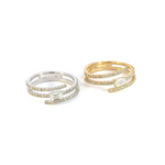 Load image into Gallery viewer, 14k Solid Gold Spiral Baguette Diamond Ring.