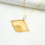 Load image into Gallery viewer, 14K Solid Gold with Diamonds Eye Shape Charm. GDP109