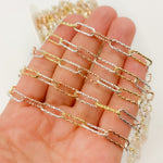 Load image into Gallery viewer, Sterling White Silver Gold and Rose Plated Diamond Cut Paperclip Chain