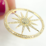 Load image into Gallery viewer, GDP430. 14K Solid Gold Diamond Circle & Star Charm