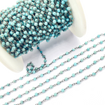 Load image into Gallery viewer, Turquoise Black Rhodium Wire Chain. TRQ16
