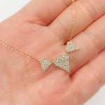 Load image into Gallery viewer, Buy 14K Solid Gold 3 Hearts Dainty Tiny Necklace