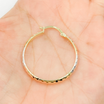 Load image into Gallery viewer, GER75. 14K Gold Diamond Cut Tri-Color Hollow Hoop Earrings