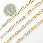 Load image into Gallery viewer, V143GP. Sterling Silver Gold Plated Diamond Cut & 3 Smooth Links Long and Short Chain