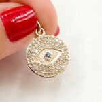 Load image into Gallery viewer, DC330. Diamond Sterling Silver Round Eye Charm with Gemstone