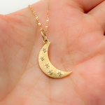 Load image into Gallery viewer, 14K Gold Moon Charm With Diamond Stars
