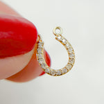 Load image into Gallery viewer, 14K Solid Gold Horseshoe Charm with Diamonds. GDP536