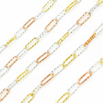 Load image into Gallery viewer, White Silver Gold and Rose Plated Diamond Cut Paperclip Chain