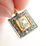 Load image into Gallery viewer, DC459. Diamond Sterling Silver Square Charm with Polki Diamond