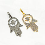 Load image into Gallery viewer, DP048. Diamond & Sterling Silver Hamsa Pendant with Star